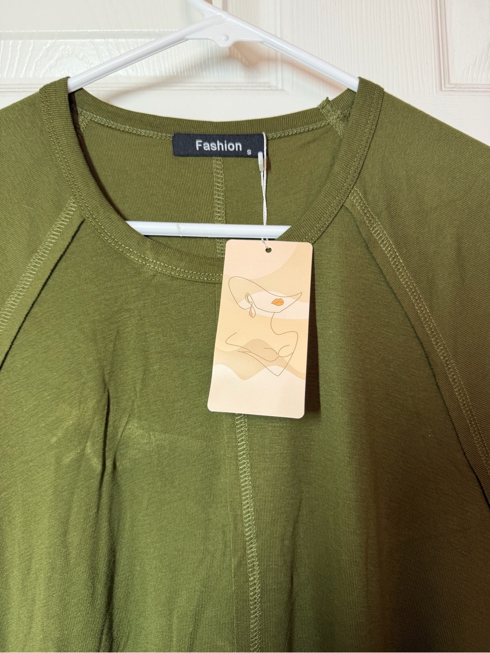 Olive Green Long Sleeve Crewneck Top